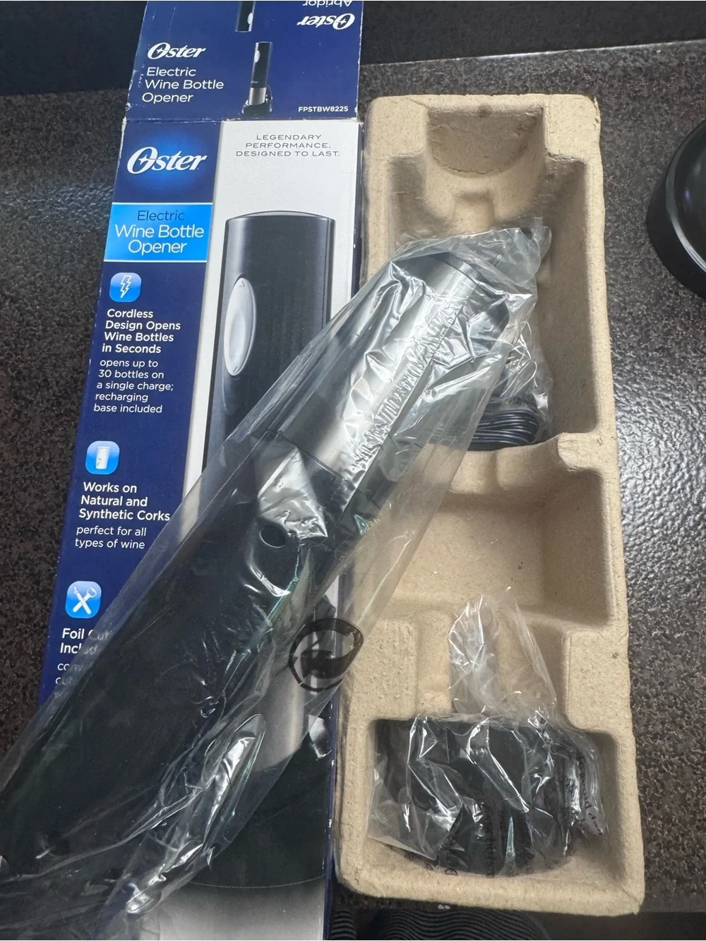 Oster Electric Wine Opener in Black and Stainless Steel